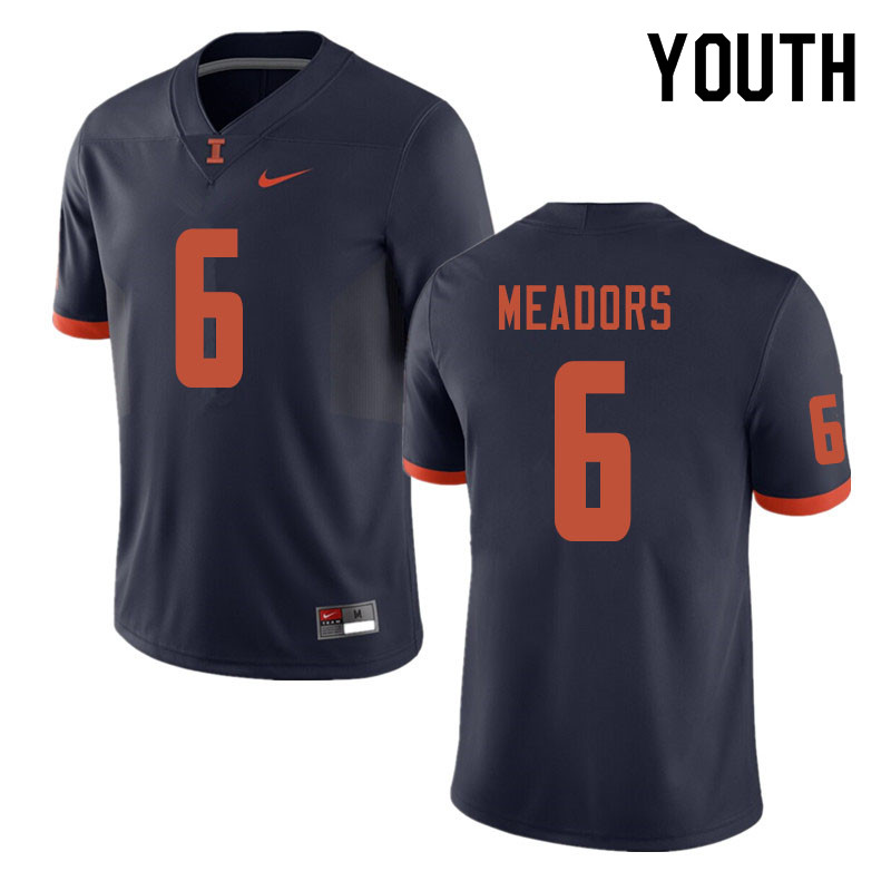 Youth #6 Shaedon Meadors Illinois Fighting Illini College Football Jerseys Sale-Navy